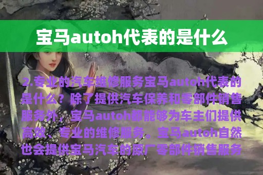 宝马autoh代表的是什么