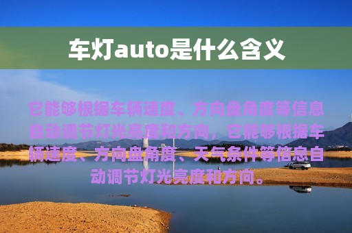 车灯auto是什么含义