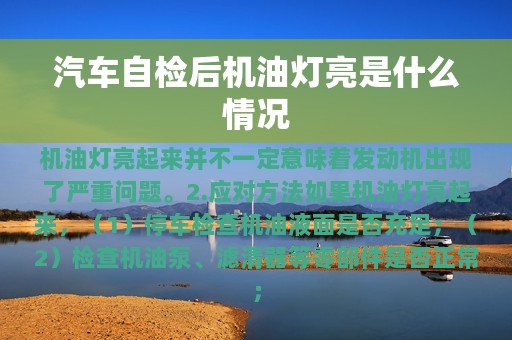 汽车自检后机油灯亮是什么情况