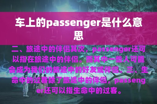 车上的passenger是什么意思