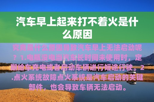 汽车早上起来打不着火是什么原因