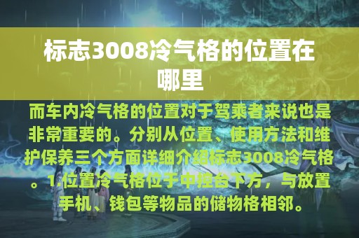 标志3008冷气格的位置在哪里