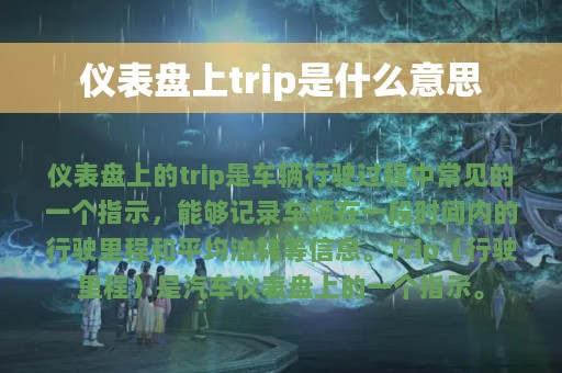 仪表盘上trip是什么意思