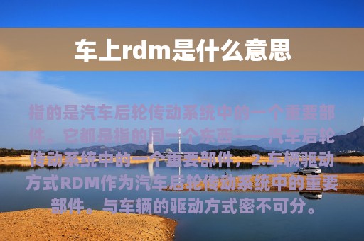 车上rdm是什么意思