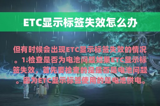 ETC显示标签失效怎么办