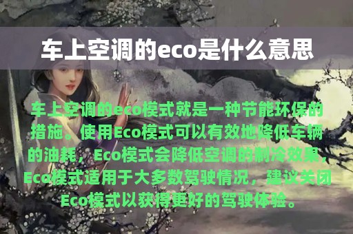 车上空调的eco是什么意思