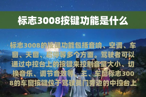 标志3008按键功能是什么