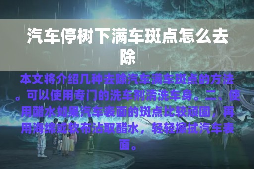 汽车停树下满车斑点怎么去除