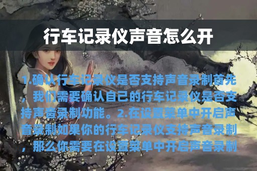 行车记录仪声音怎么开