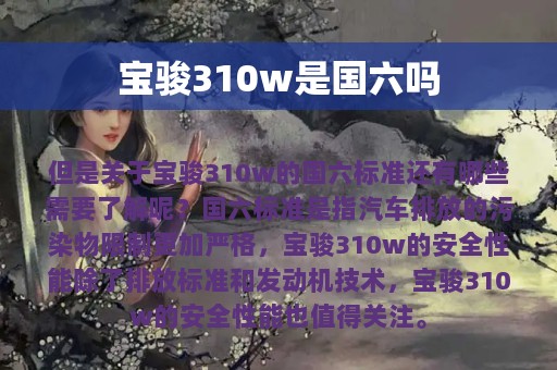 宝骏310w是国六吗