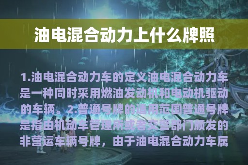 油电混合动力上什么牌照