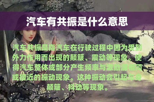 汽车有共振是什么意思