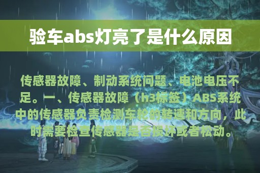 验车abs灯亮了是什么原因