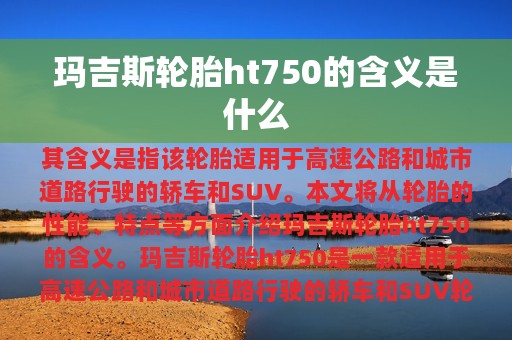 玛吉斯轮胎ht750的含义是什么