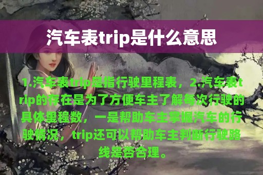 汽车表trip是什么意思