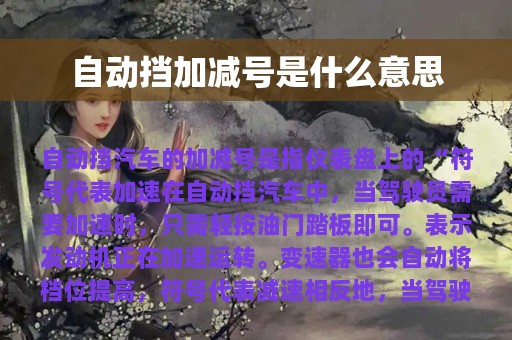 自动挡加减号是什么意思