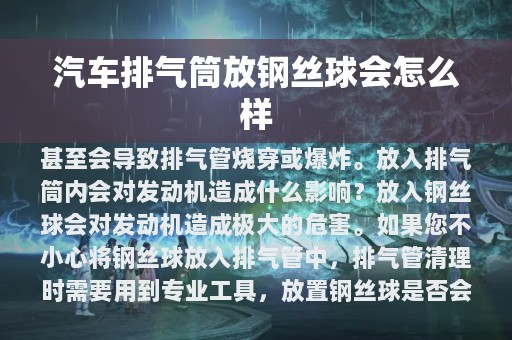 汽车排气筒放钢丝球会怎么样