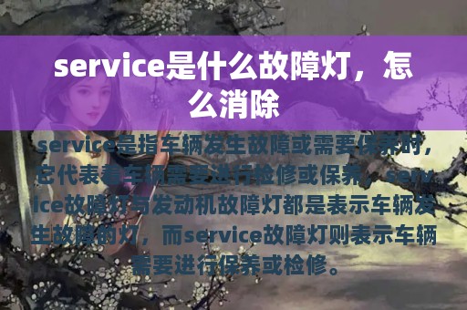 service是什么故障灯，怎么消除