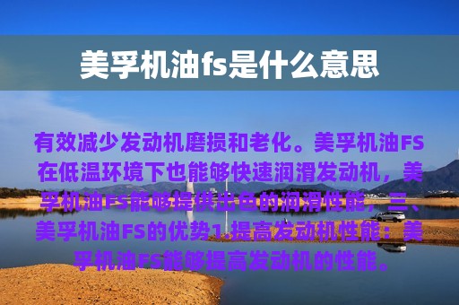 美孚机油fs是什么意思