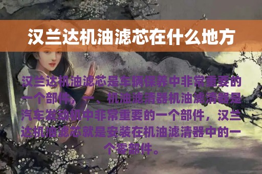 汉兰达机油滤芯在什么地方