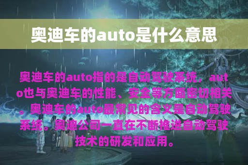 奥迪车的auto是什么意思