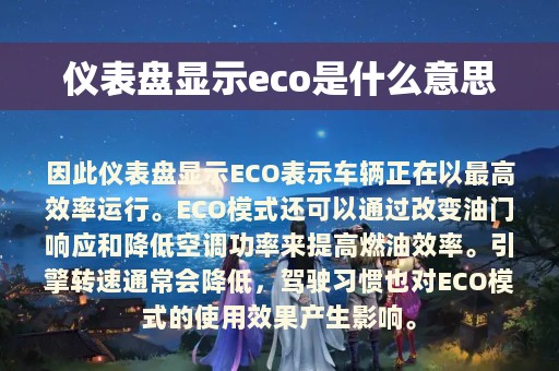 仪表盘显示eco是什么意思