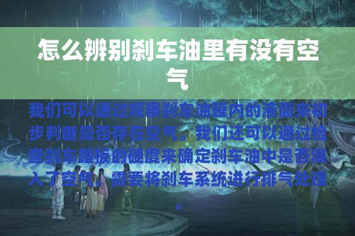 怎么辨别刹车油里有没有空气