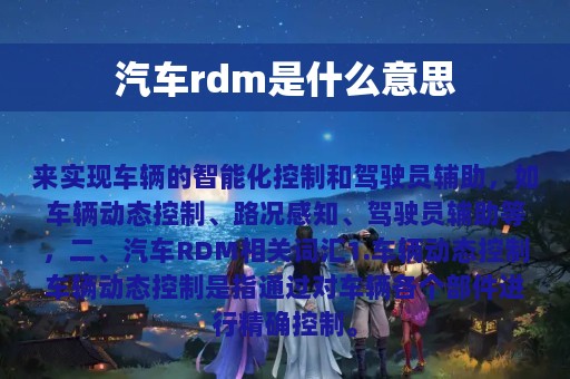 汽车rdm是什么意思