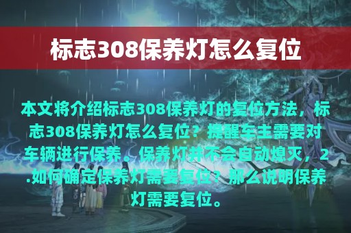 标志308保养灯怎么复位