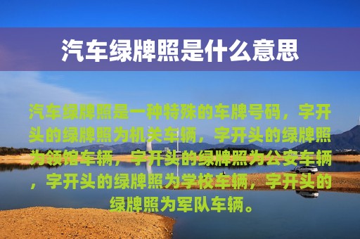 汽车绿牌照是什么意思