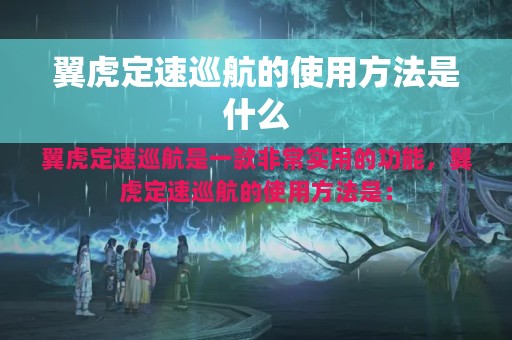 翼虎定速巡航的使用方法是什么