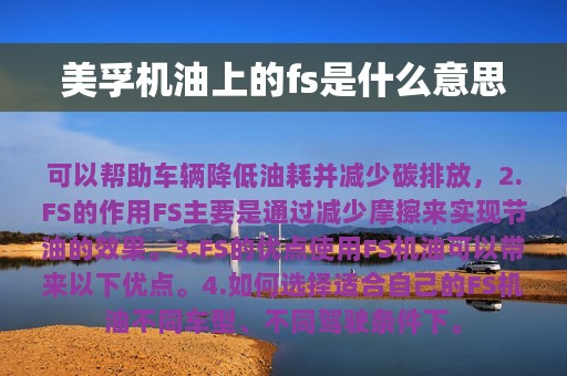 美孚机油上的fs是什么意思