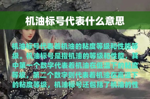 机油标号代表什么意思