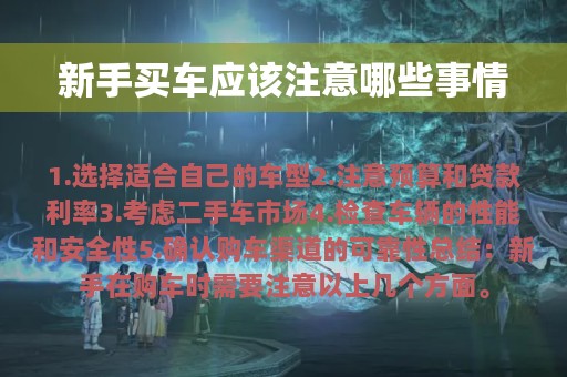 新手买车应该注意哪些事情