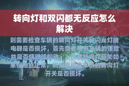 转向灯和双闪都无反应怎么解决