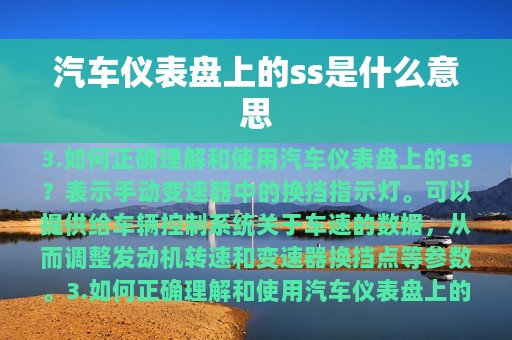 汽车仪表盘上的ss是什么意思