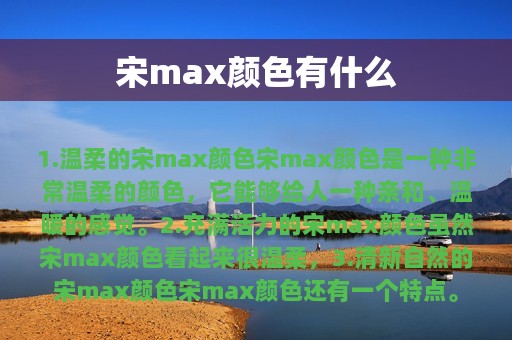 宋max颜色有什么