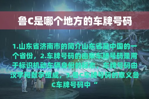 鲁C是哪个地方的车牌号码