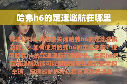 哈弗h6的定速巡航在哪里