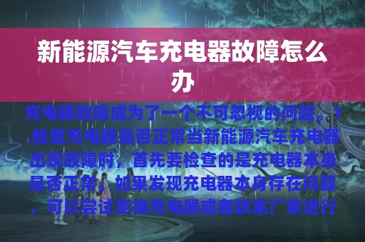 新能源汽车充电器故障怎么办