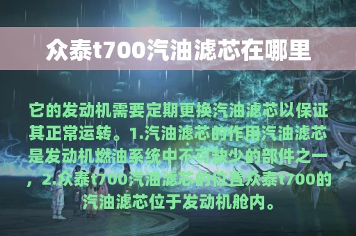 众泰t700汽油滤芯在哪里