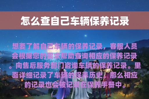 怎么查自己车辆保养记录