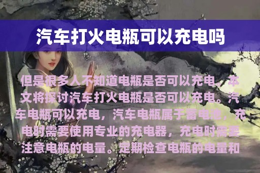 汽车打火电瓶可以充电吗