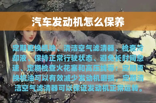 汽车发动机怎么保养