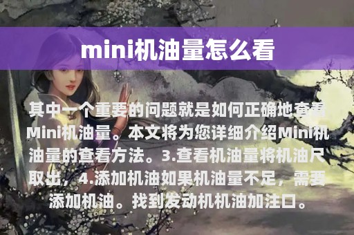 mini机油量怎么看