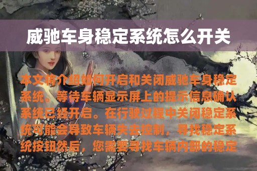 威驰车身稳定系统怎么开关