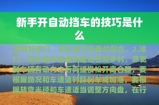 新手开自动挡车的技巧是什么