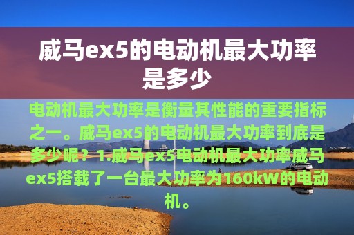 威马ex5的电动机最大功率是多少