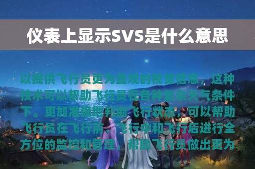 仪表上显示SVS是什么意思