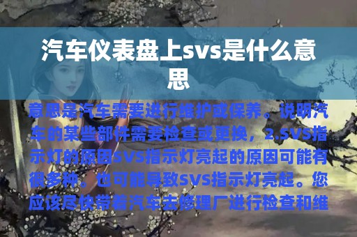 汽车仪表盘上svs是什么意思